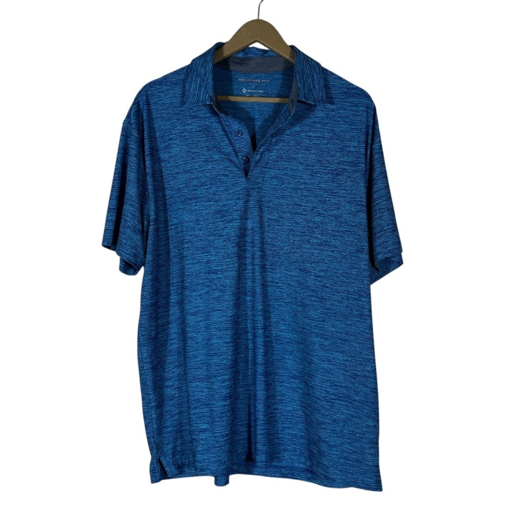 Members Mark Performance Space Dye Polo Shirt Multi Blue Athletic Stretch Size L
